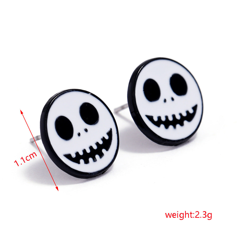 Halloween Series Earrings Horror Funny Personality Skull Spider Pumpkin Alloy Drip Earrings