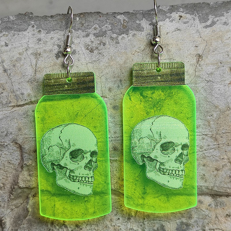 Halloween Ghost Fluorescent Acrylic Horror Spider Skull Earrings