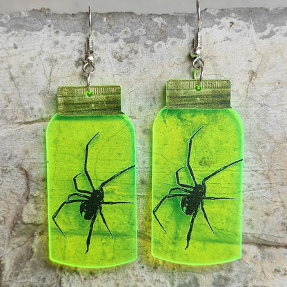 Halloween Ghost Fluorescent Acrylic Horror Spider Skull Earrings