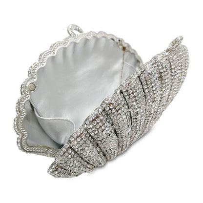 Diamond Crystal Banquet Bag Shell Clutch Scalloped