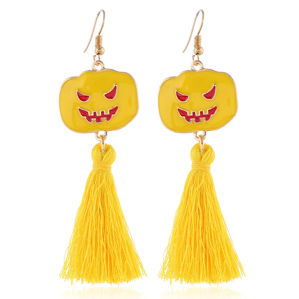 Halloween Series Earrings Horror Funny Personality Skull Spider Pumpkin Alloy Drip Earrings