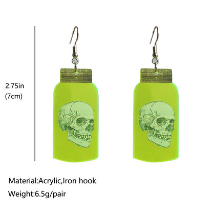 Halloween Ghost Fluorescent Acrylic Horror Spider Skull Earrings