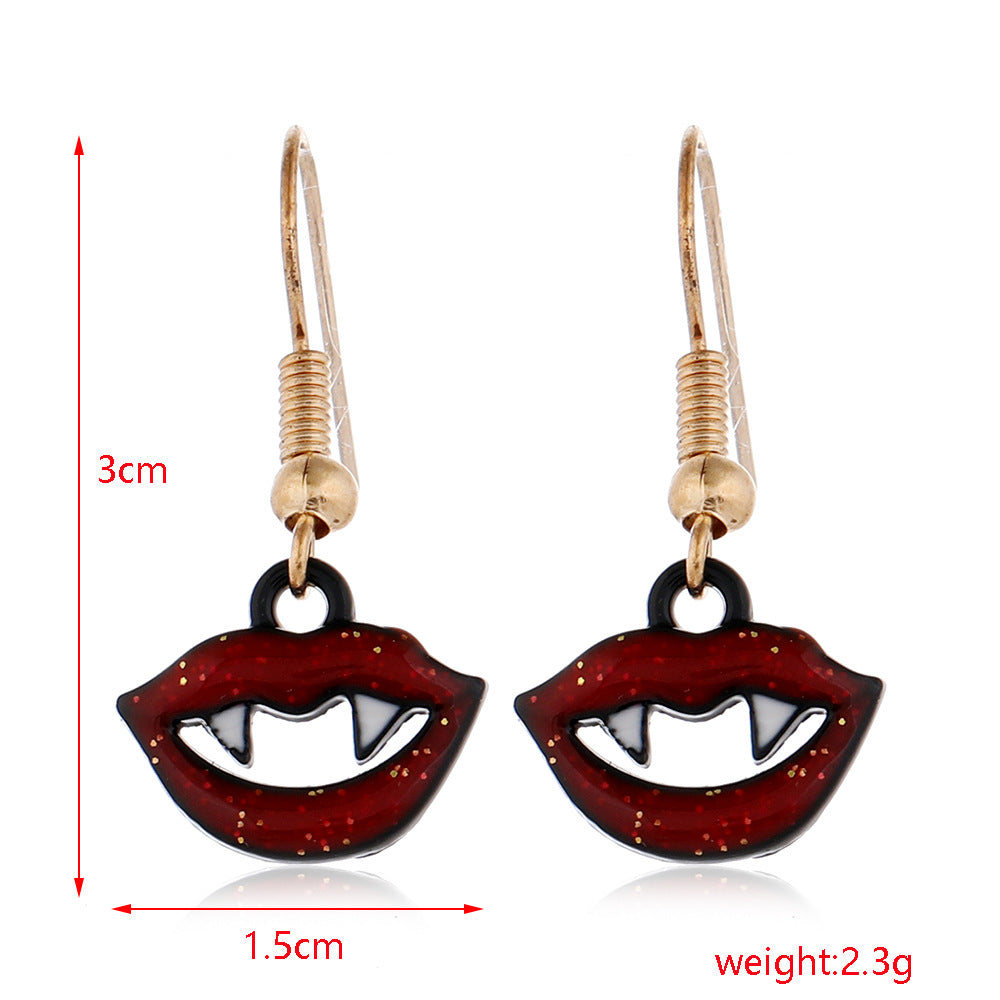 Halloween Series Earrings Horror Funny Personality Skull Spider Pumpkin Alloy Drip Earrings