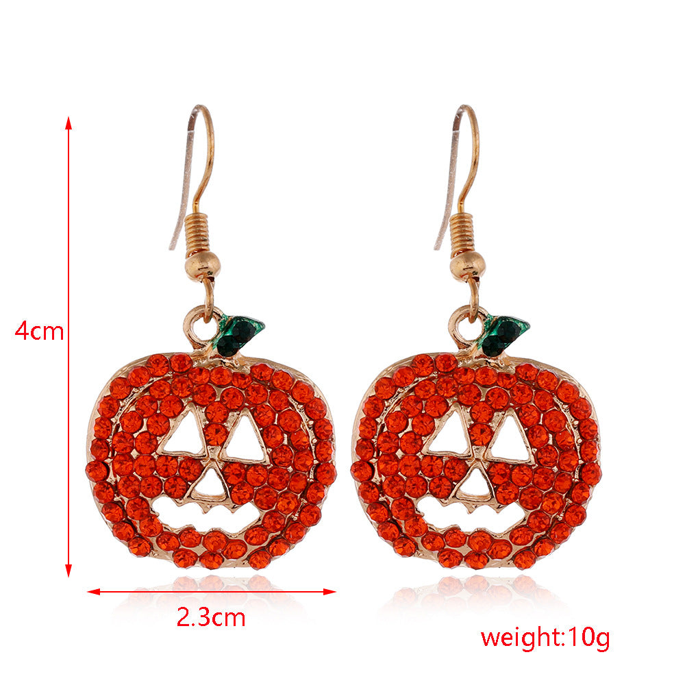 Halloween Series Earrings Horror Funny Personality Skull Spider Pumpkin Alloy Drip Earrings