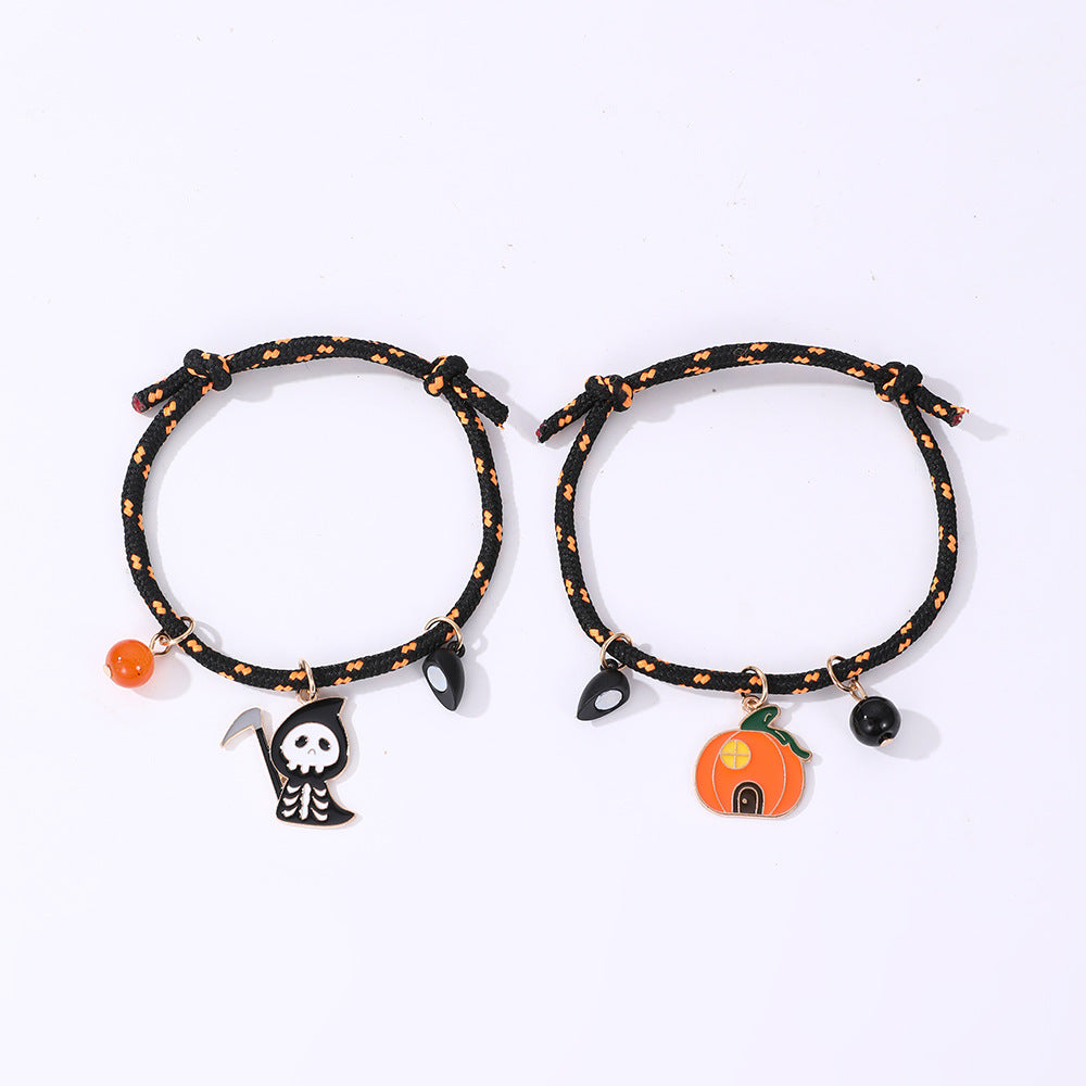 Halloween Bracelet Halloween Pumpkin Ghost Love Magnetic Couple Rope Bracelet