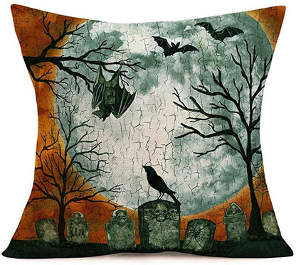 Halloween Gray-green Skull Tombstone Pillow