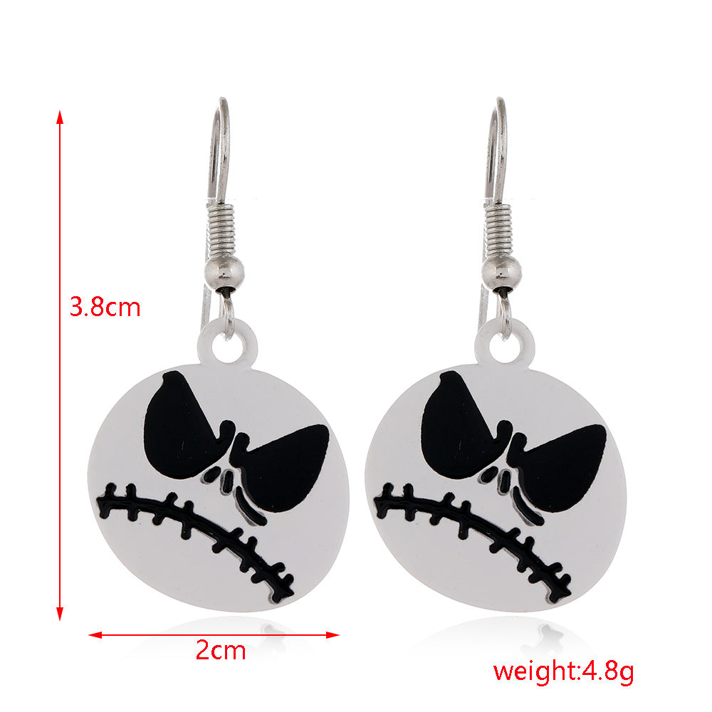 Halloween Series Earrings Horror Funny Personality Skull Spider Pumpkin Alloy Drip Earrings