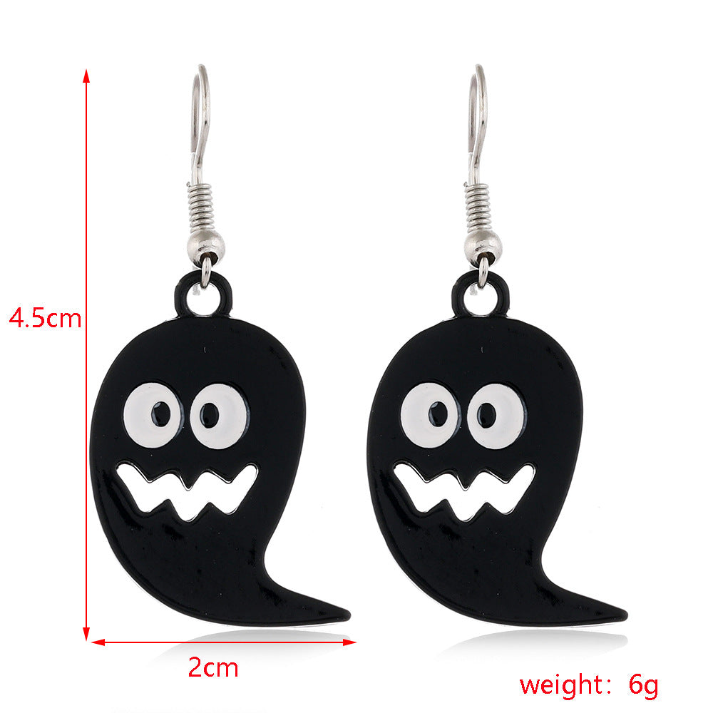 Halloween Series Earrings Horror Funny Personality Skull Spider Pumpkin Alloy Drip Earrings