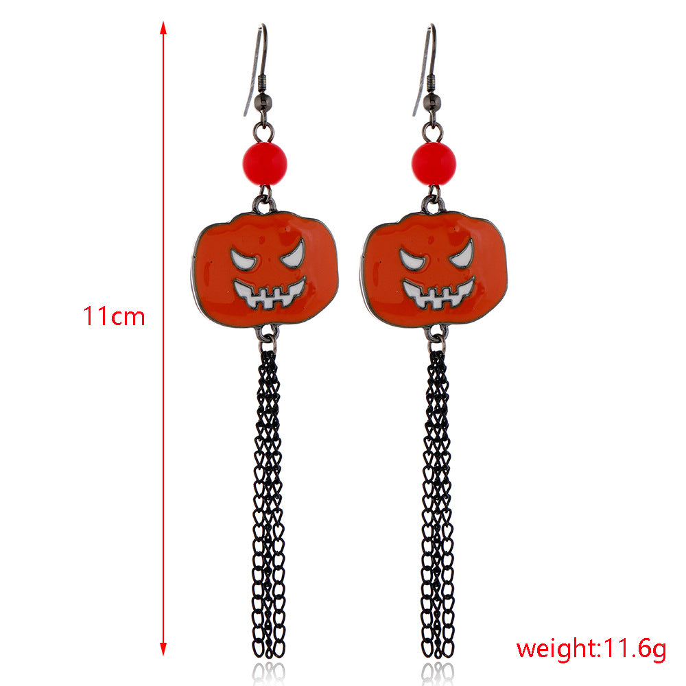 Halloween Series Earrings Horror Funny Personality Skull Spider Pumpkin Alloy Drip Earrings