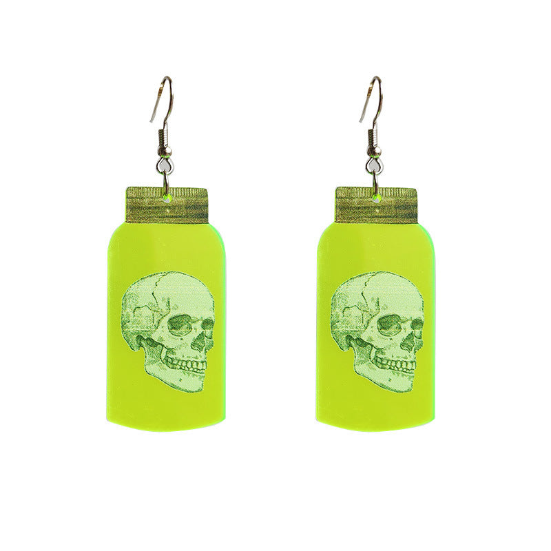 Halloween Ghost Fluorescent Acrylic Horror Spider Skull Earrings