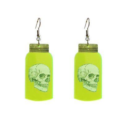 Halloween Ghost Fluorescent Acrylic Horror Spider Skull Earrings