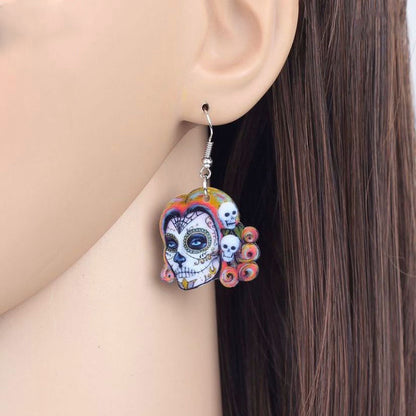 Halloween Earrings Rose Skull Acrylic Earrings