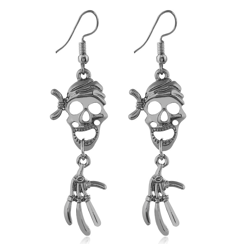 Halloween Series Earrings Horror Funny Personality Skull Spider Pumpkin Alloy Drip Earrings