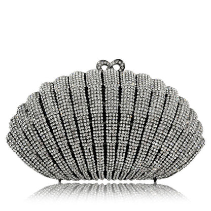 Diamond Crystal Banquet Bag Shell Clutch Scalloped