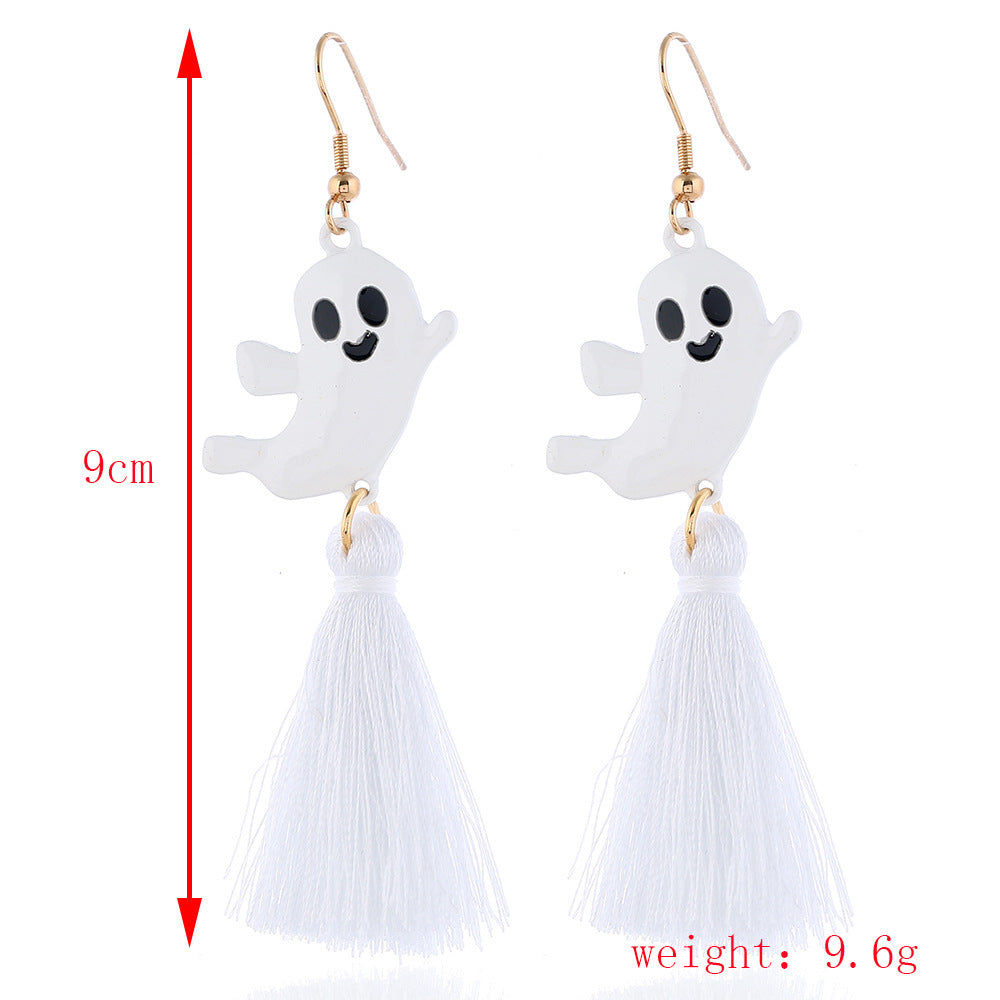 Halloween Series Earrings Horror Funny Personality Skull Spider Pumpkin Alloy Drip Earrings