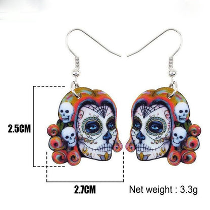 Halloween Earrings Rose Skull Acrylic Earrings