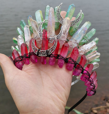 Crystal Witch Halloween Moon Crown Hairband