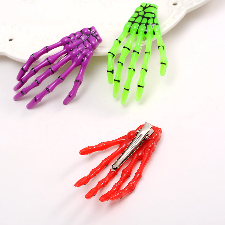 Halloween Skull Hand Claw Fluorescent Hairpin