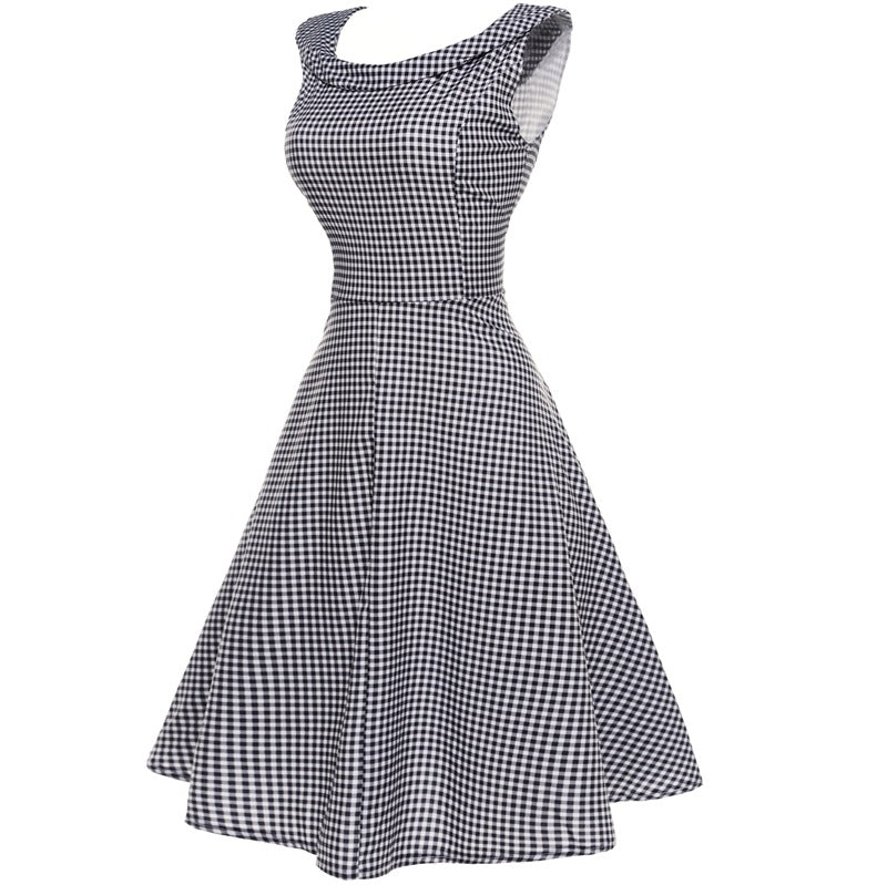 Hepburn Style Slim Waist Print Swing Dress