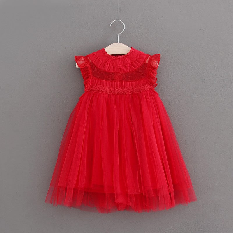 Girls' Pleated Flying Sleeve Dress