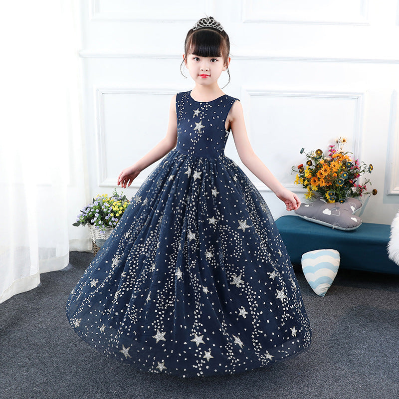 Girl Blue Starry Princess Dress