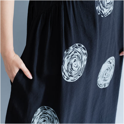 Circle Print Short Sleeve Loose Dresses