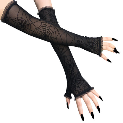 Spider web gloves halloween decoration