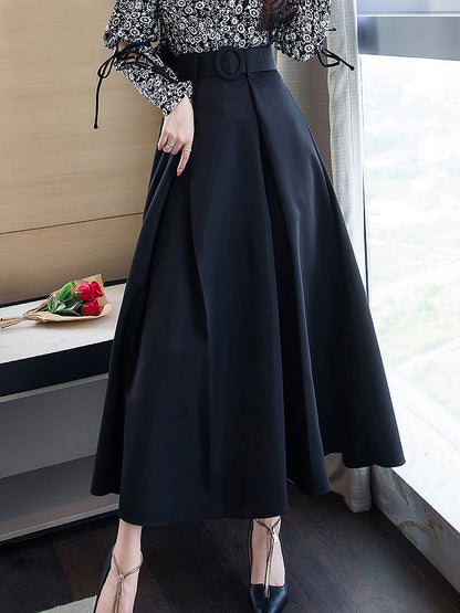 High Waisted Retro Hepburn Style With Thin And Large Wwing Umbrella Skirt