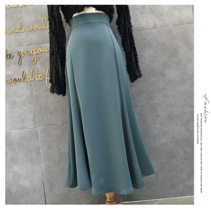 All-Match A-Line High Waist Slimming Invisible Zipper Midi Skirt