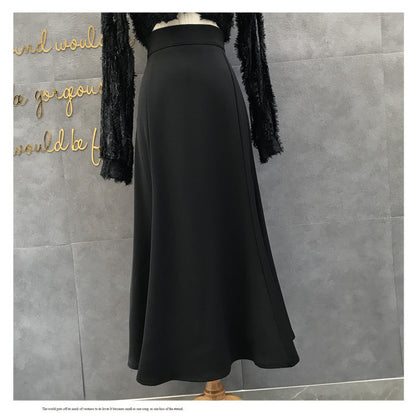 All-Match A-Line High Waist Slimming Invisible Zipper Midi Skirt