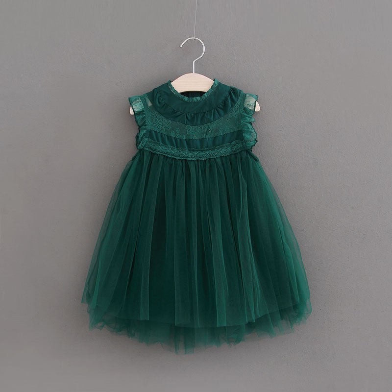 Girls' Pleated Flying Sleeve Dress