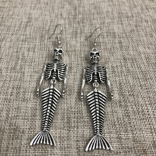 Halloween Earrings Mermaid Skull Skeleton