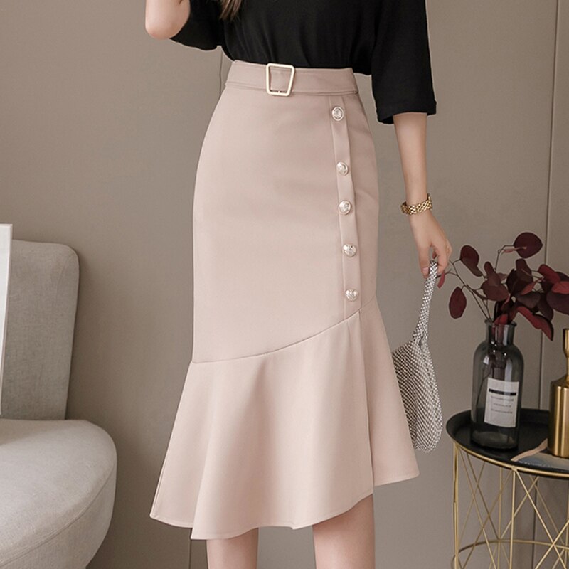 Temperament High Waist Irregular Package Hip Fishtail Skirt Female