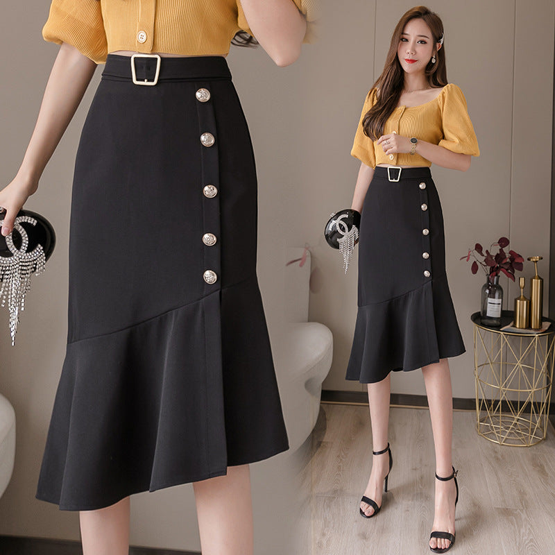 Temperament High Waist Irregular Package Hip Fishtail Skirt Female