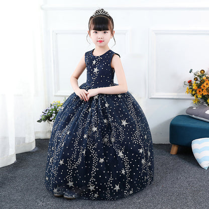 Girl Blue Starry Princess Dress