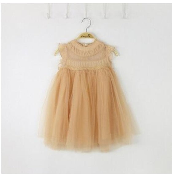 Girls' Pleated Flying Sleeve Dress