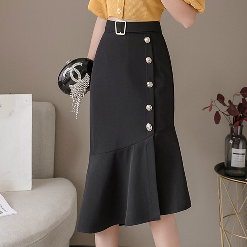 Temperament High Waist Irregular Package Hip Fishtail Skirt Female