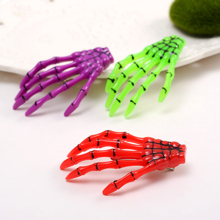 Halloween Skull Hand Claw Fluorescent Hairpin