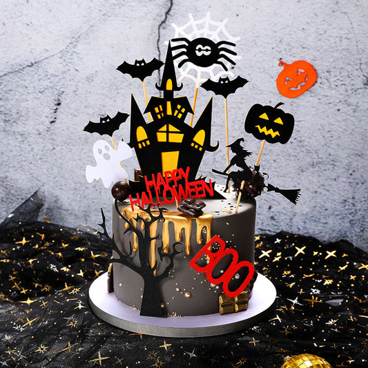 Stylish Halloween Decoration Birthday Cake Card