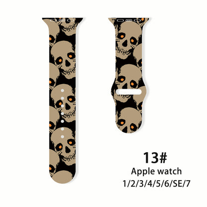 Halloween Pumpkin Bat Print Watch Band