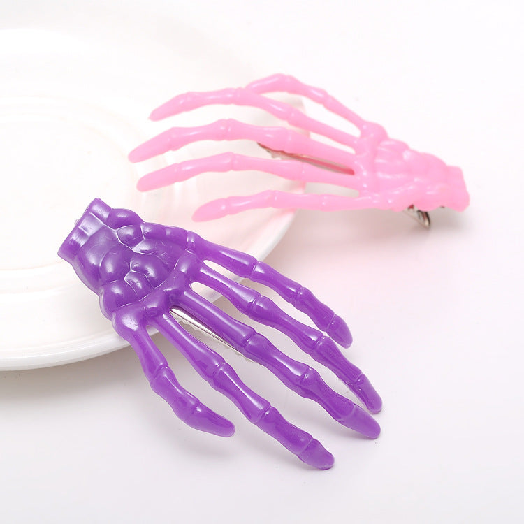 Halloween Skull Hand Claw Fluorescent Hairpin