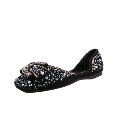 Rhinestone Scoop Flat Shoes