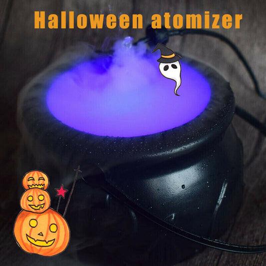 Halloween Witch Pot Smoke Machine LED Humidifier Color Changing Creepy Decor