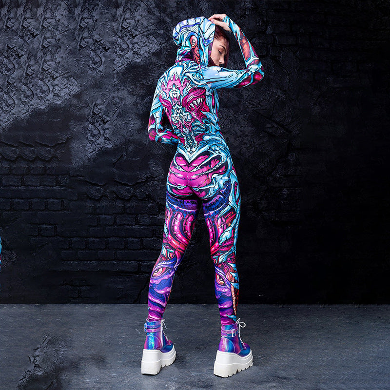 Women's Fashion New Printed Halloween Jumpsuit