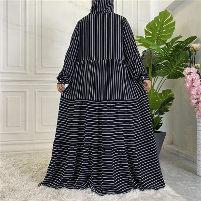 Women's Fashion Striped Hooded Dress