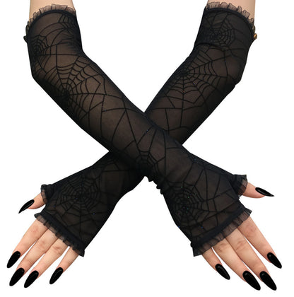 Spider web gloves halloween decoration