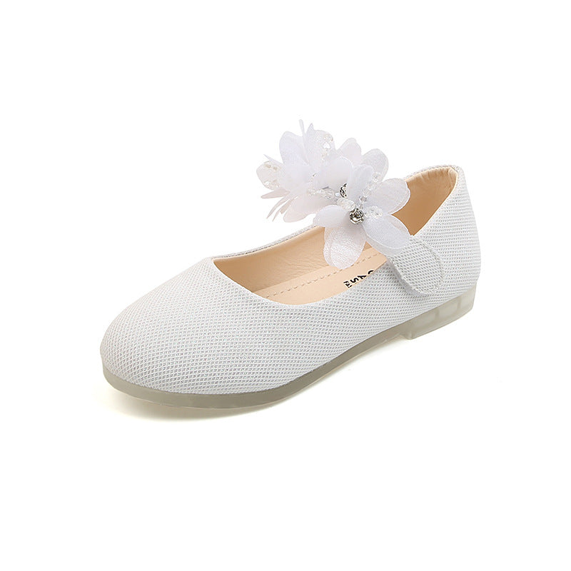 Girl Rhinestone String Flower Shoes