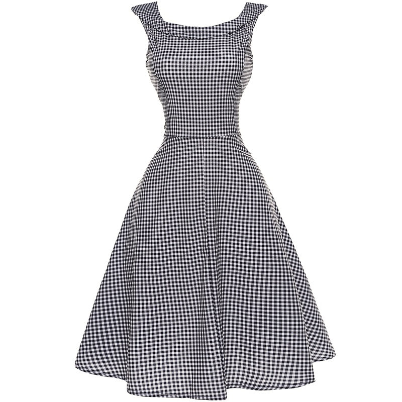 Hepburn Style Slim Waist Print Swing Dress