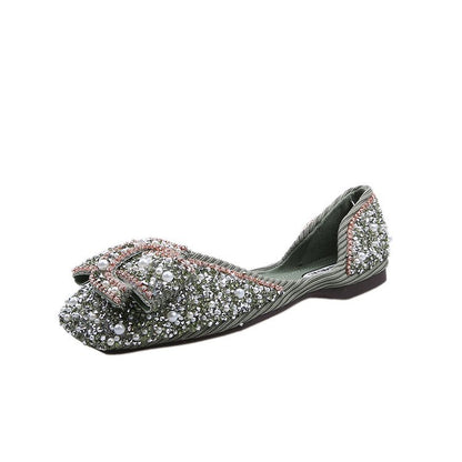 Rhinestone Scoop Flat Shoes