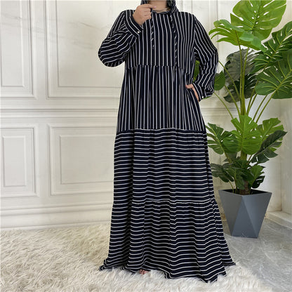 Women's Fashion Striped Hooded Dress